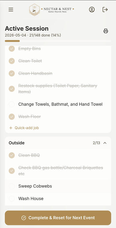 N&N App Menu Page