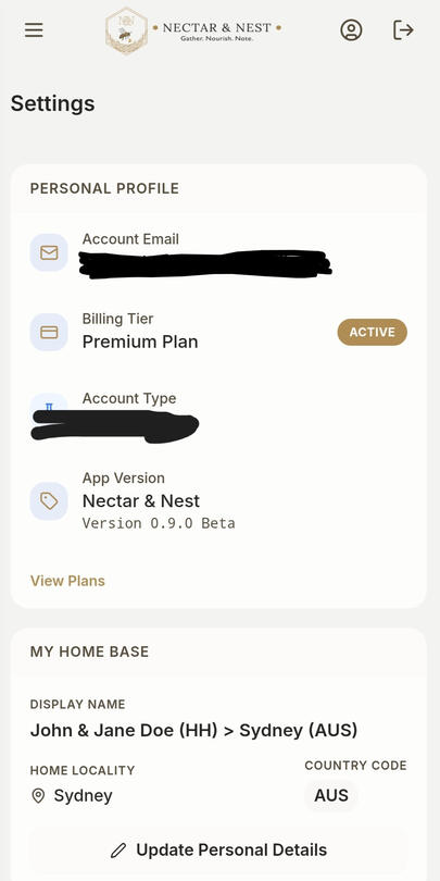 N&N App Menu Page